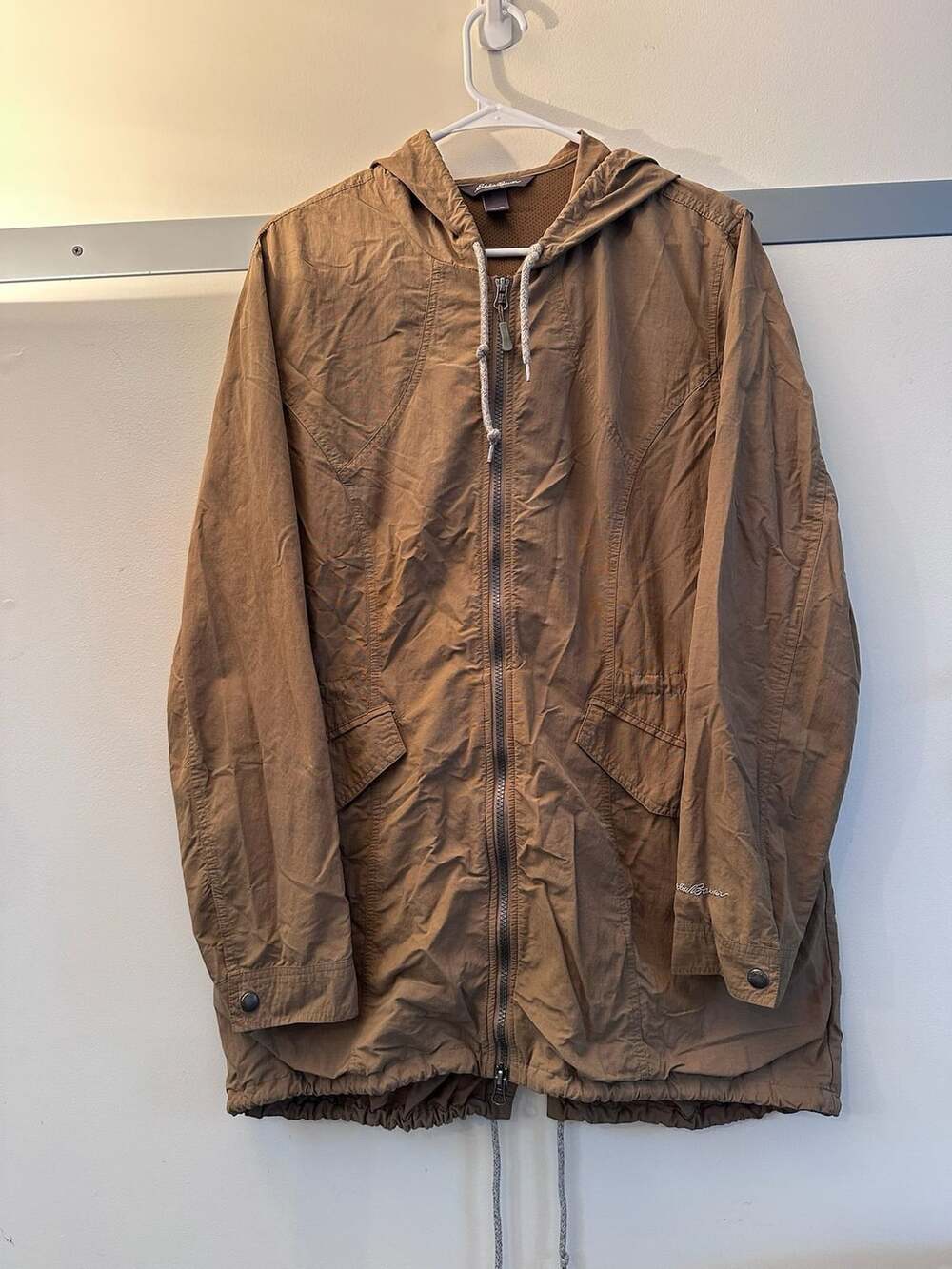 Eddie Bauer Anorak Jacket Size XL Brown Full Zip Hooded